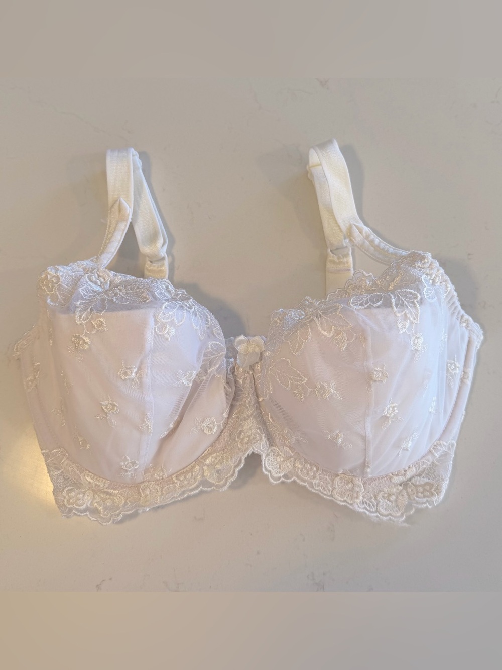 Bali White Floral Lace Underwire Push Up Bra - Style 3460